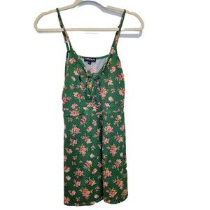Full Circle Trends Womens L Green Faux Wrap Floral ROMPER Barbie-core Beach Play